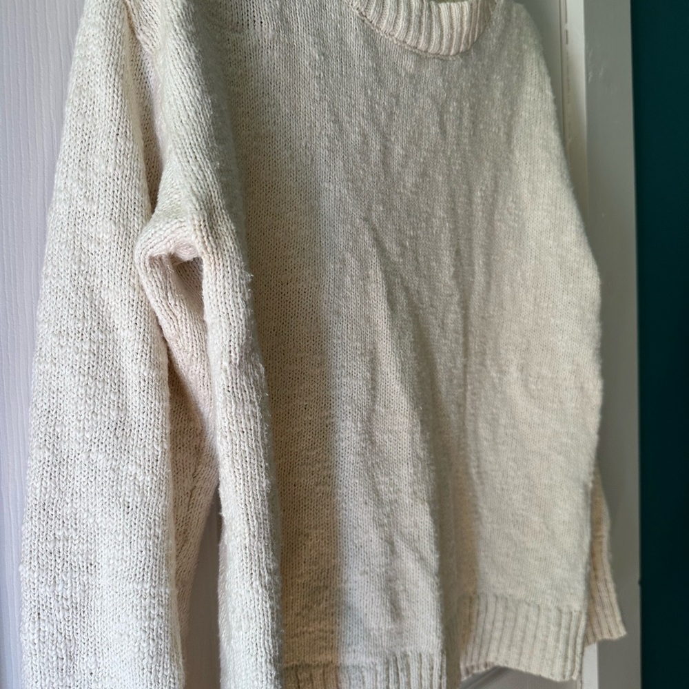 L.L. Bean Cream Sweater 100% Cotton Large Coastal Grandma - Picture 2 of 6